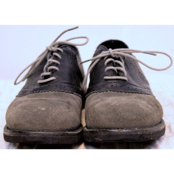 Walk Over Suede Shoes Saddle Grey Black Mens 8.5 Dress Dance Costume Uniform - Picture 2 of 12